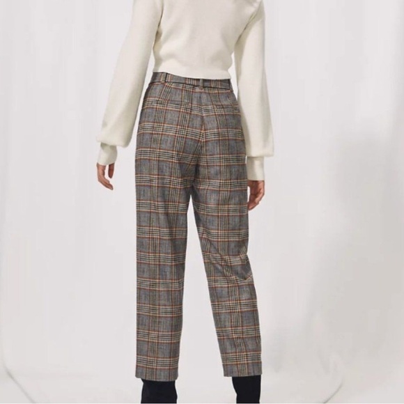 Wilfred Wool Wide Leg Crop Plaid Pants High Waist Belted - Picture 2 of 11